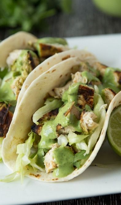 Chicken Tacos with Cilantro Lime Ranch Dressing