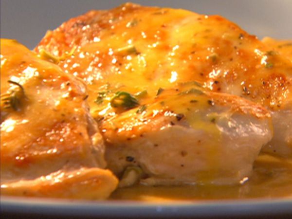 Chicken with Orange-Sage Sauce with Herbed Cheese-Stuffed Bread Twists