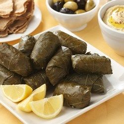 Chickpea & Bulgur Stuffed Grape Leaves