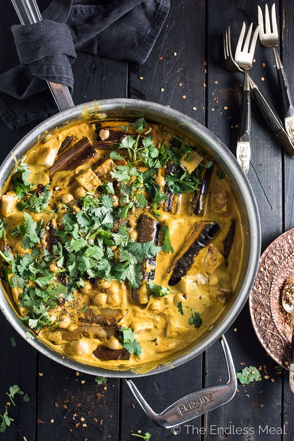 Chickpea, Tofu, and Eggplant Curry