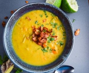 Chickpea Turmeric Stew with Thai Red Curry Coconut Bacon