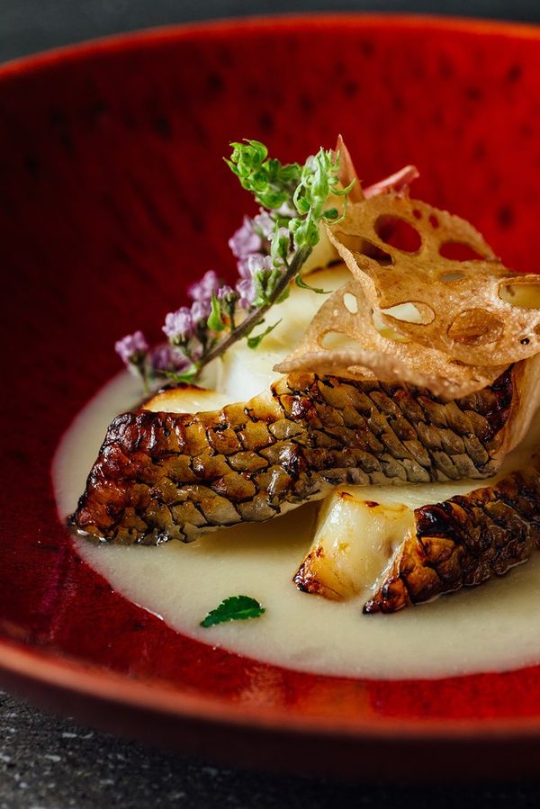 Chilean sea bass with Champagne and yuzu miso sauce