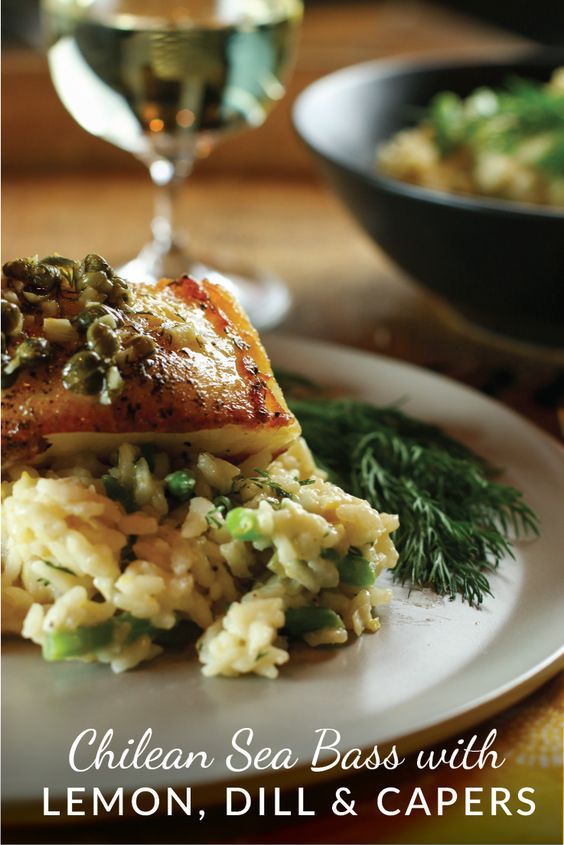 Chilean sea bass with lemon, dill & caper sauce