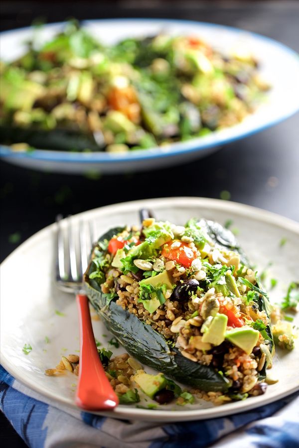 Chiles rellenos de Ensalada de quinoa