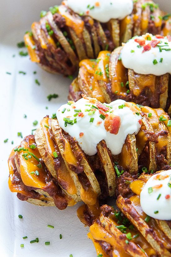 Chili Cheese Hasselback Potatoes