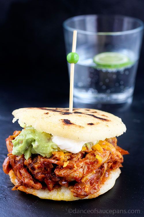 Chili Chicken Arepas with Guacamole