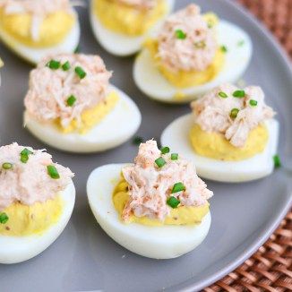 Chili Crab Deviled Eggs