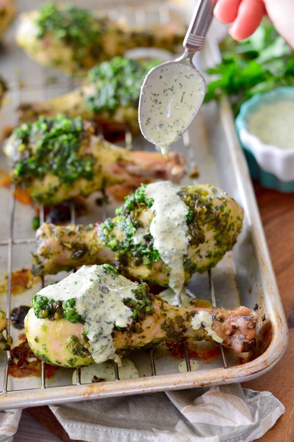 Chimichurri Chicken Wings with Ranch Dressing