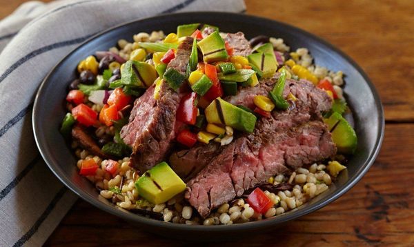 Chimichurri Steak and Grilled California Avocado Ancient Grain Bowl