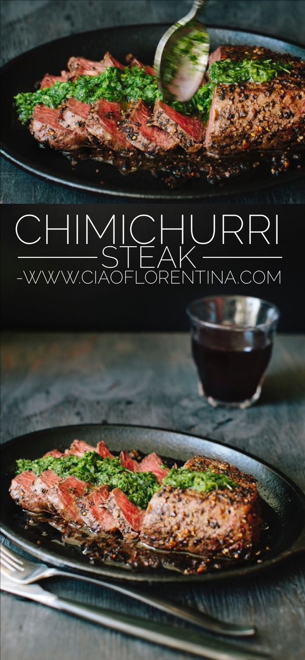 Chimichurri Steak Recipe with Peppercorn Crust