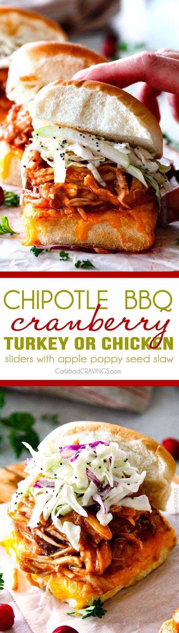 Chipotle BBQ Cranberry Turkey Sliders (or chicken!