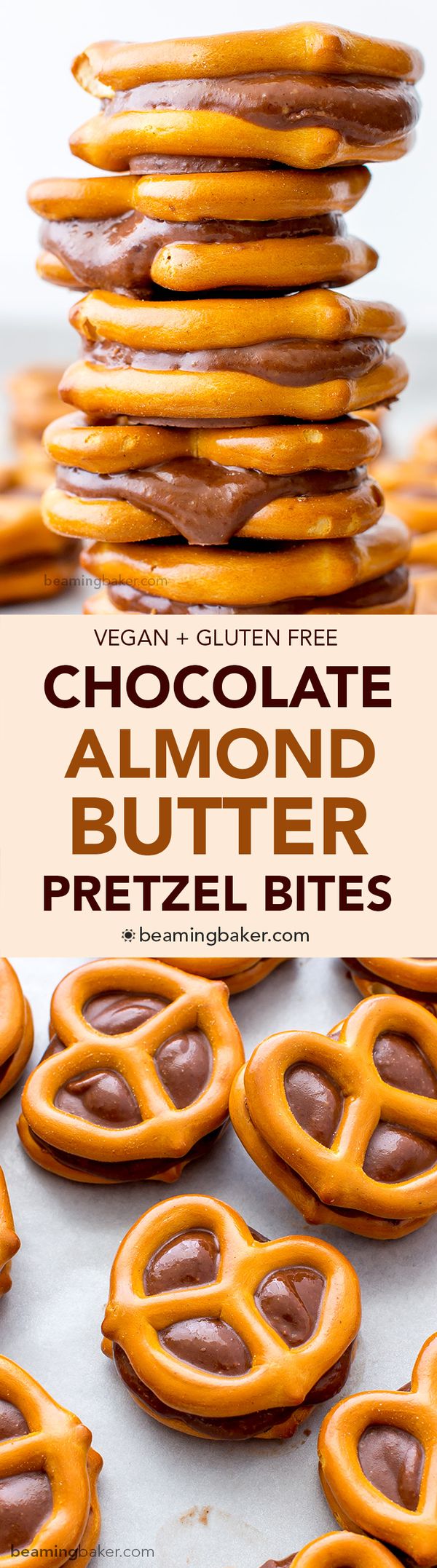 Chocolate Almond Butter Pretzel Bites (Vegan, Gluten Free