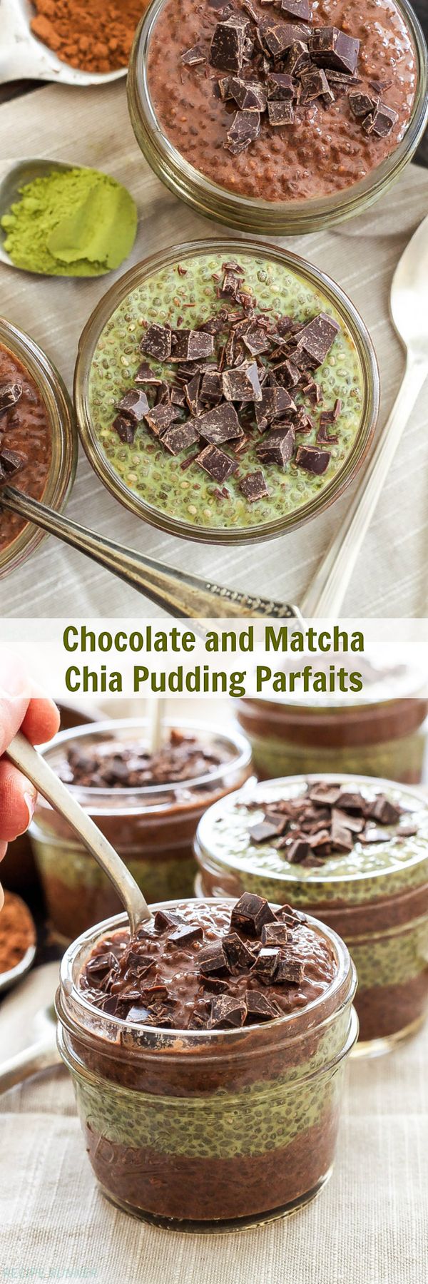 Chocolate and Matcha Chia Pudding Parfaits