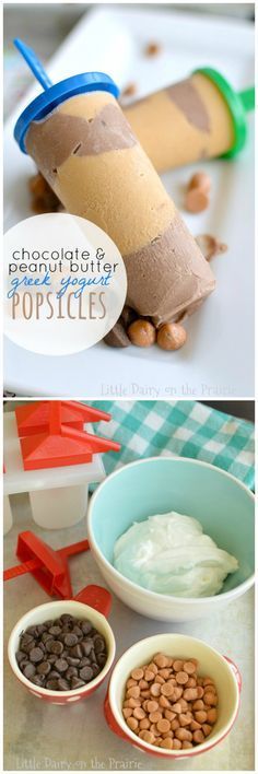 Chocolate and Peanut Butter Greek Yogurt Popsicles