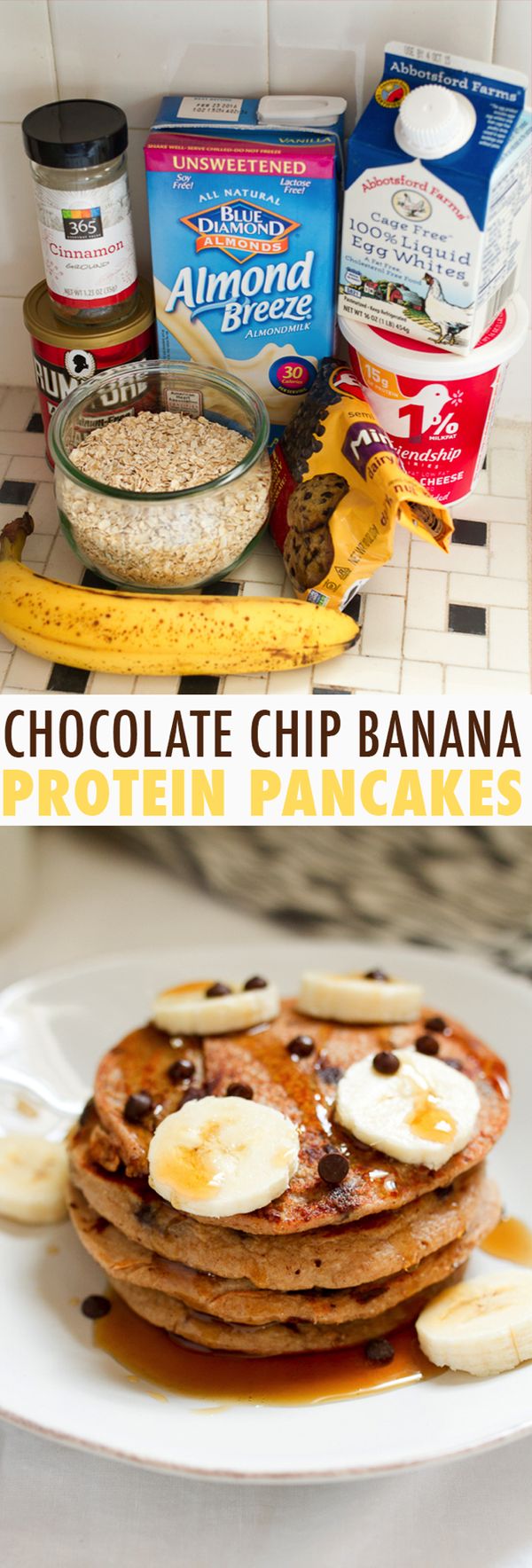 Chocolate Chip Banana Cottage Cheese Protein Pancakes