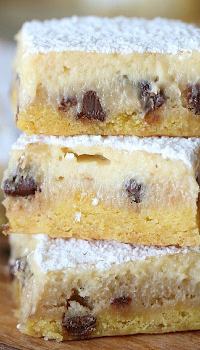 Chocolate Chip Cookie Dough Gooey Butter Bars