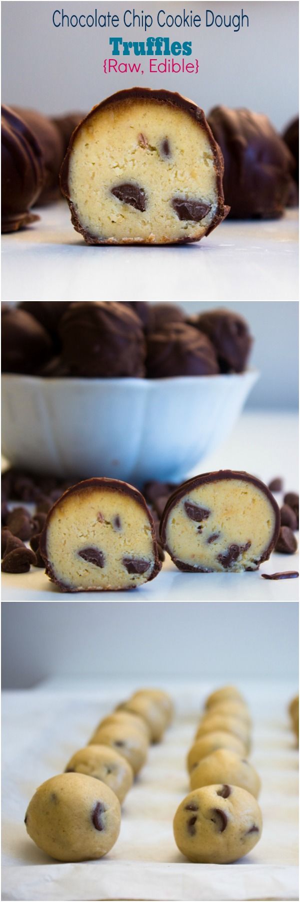 Chocolate Chip Cookie Dough Truffles (Raw, Edible