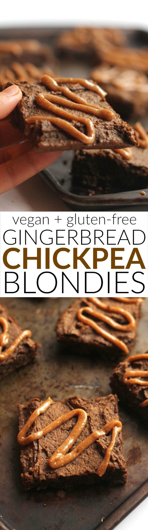 Chocolate Chip Gingerbread Chickpea Blondies with Maple Glaze