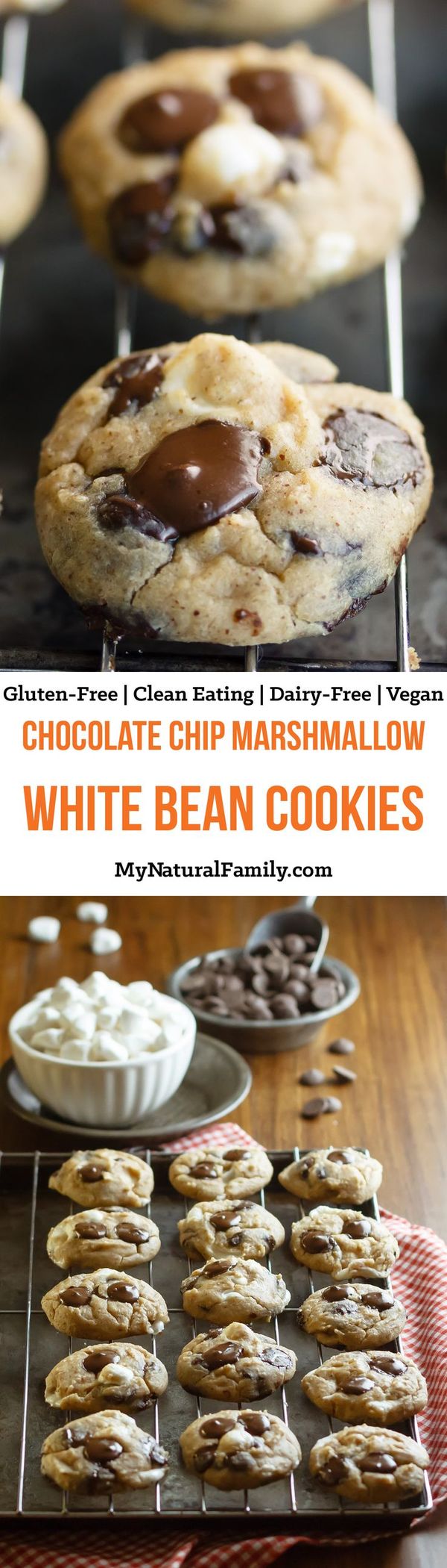 Chocolate Chip Marshmallow White Bean Cookies Recipe (Gluten-Free, Vegan, Clean Eating, Dairy-Free