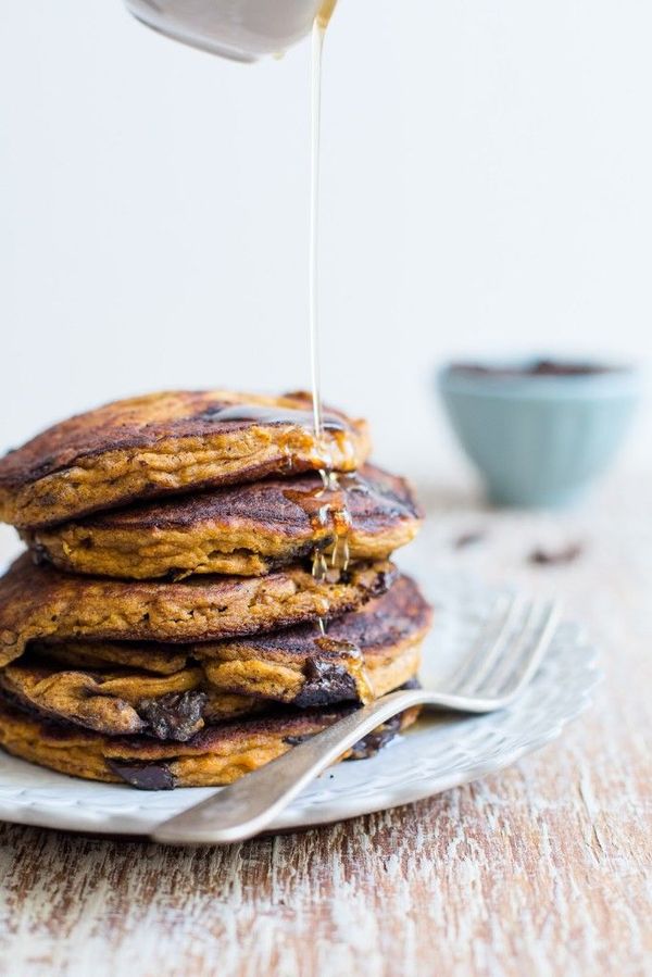 Chocolate chip pumpkin pancakes