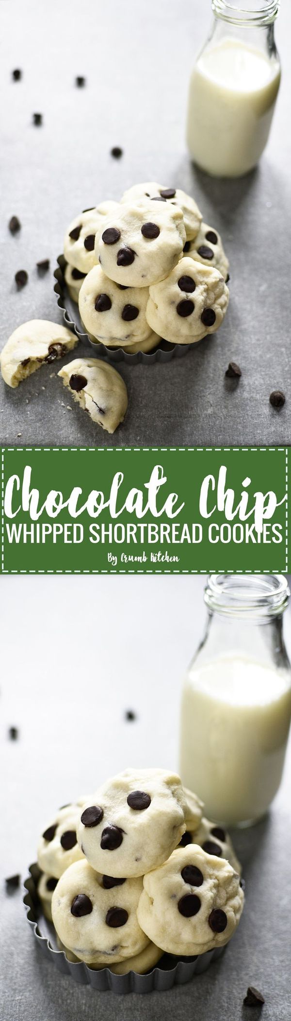 Chocolate Chip Whipped Shortbread Cookies