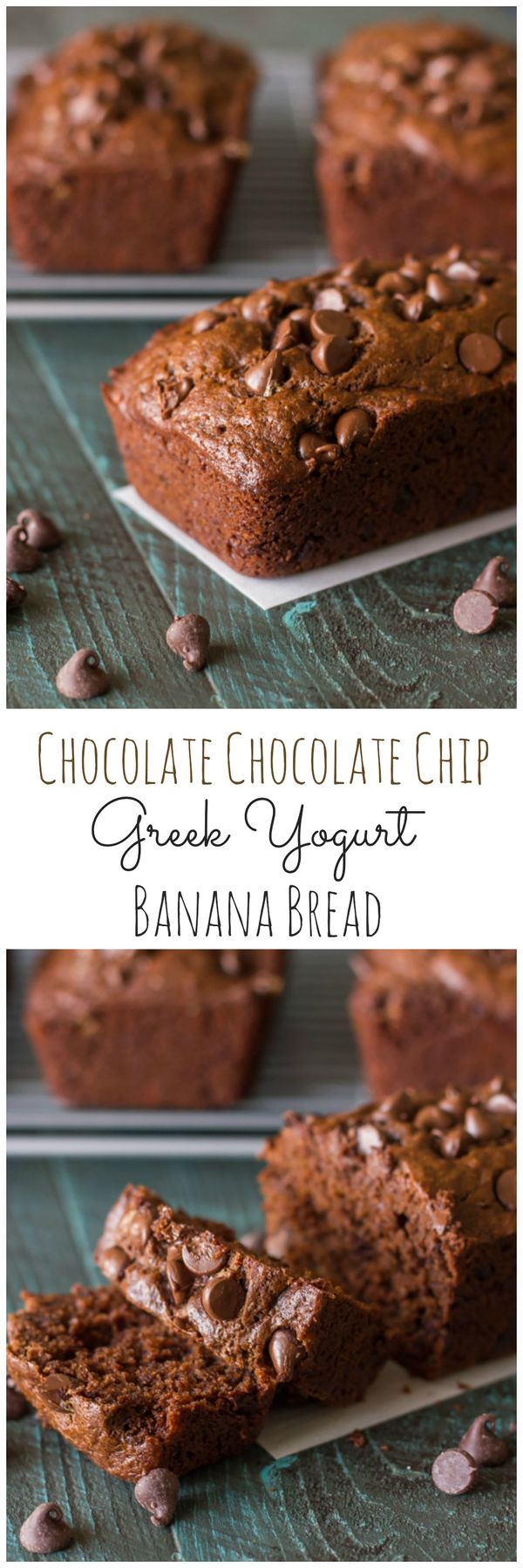 Chocolate Chocolate Chip Greek Yogurt Banana Bread
