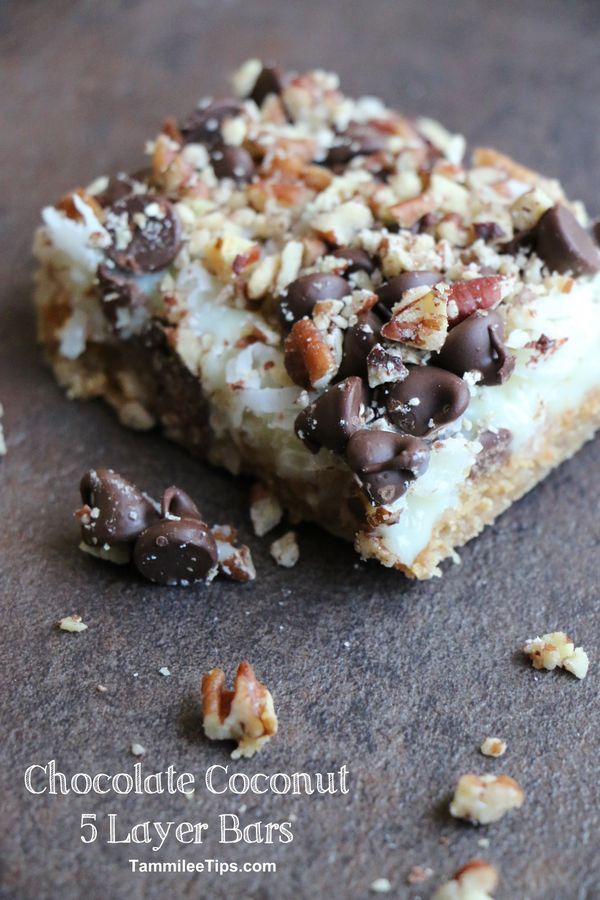 Chocolate Coconut Five Layer Bars