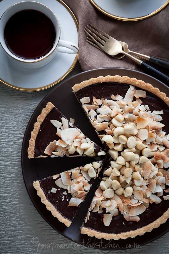 Chocolate, Coconut, Macadamia Nut Tart Recipe (Gluten-Free, Paleo, Vegan