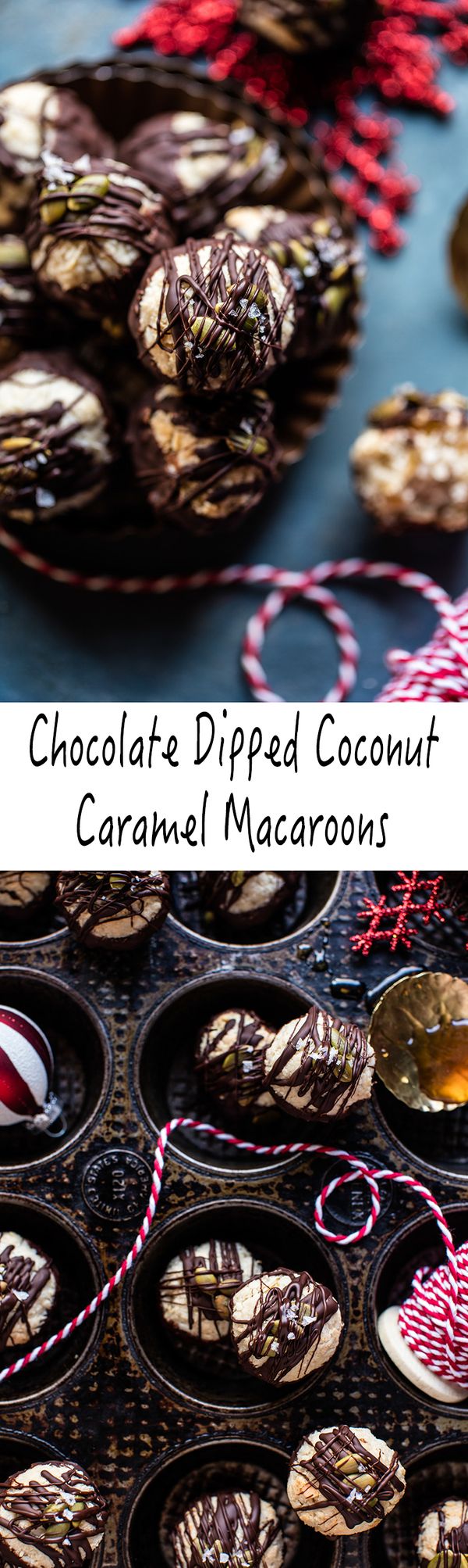 Chocolate Dipped Coconut Caramel Macaroons