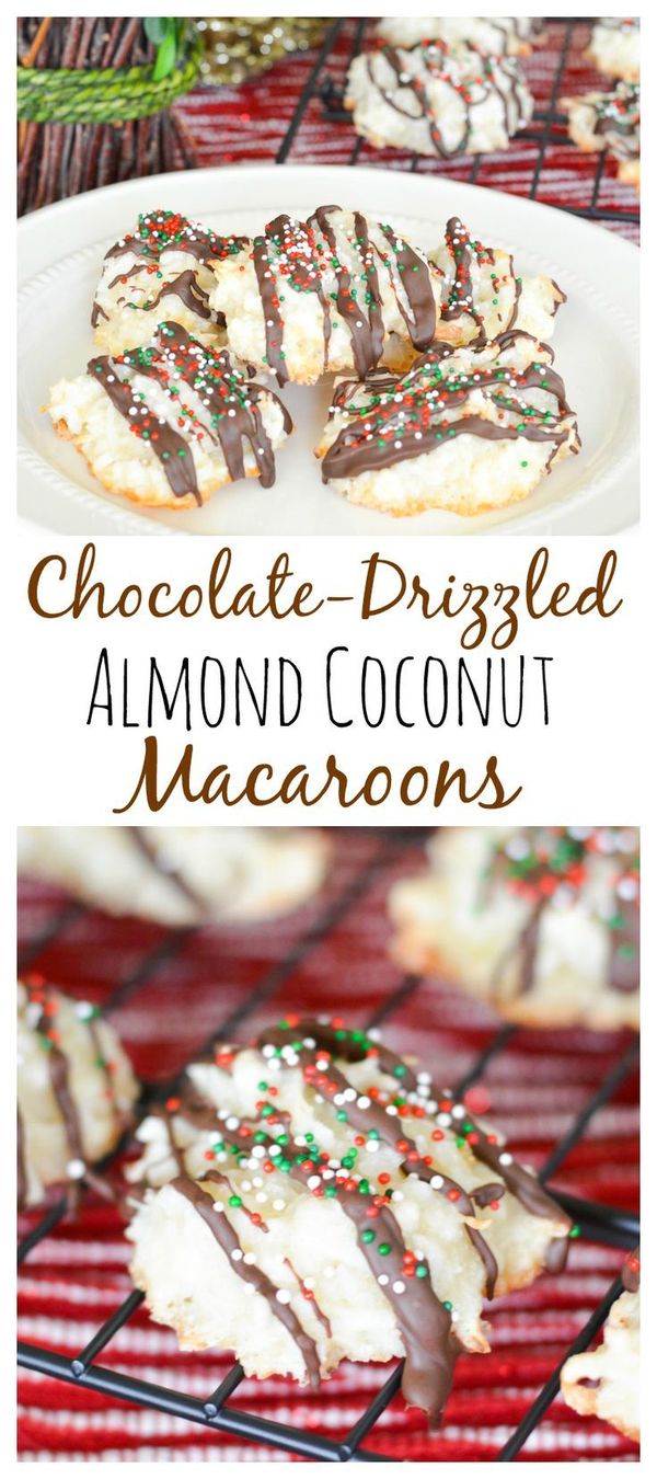 Chocolate-Drizzled Almond Coconut Macaroons