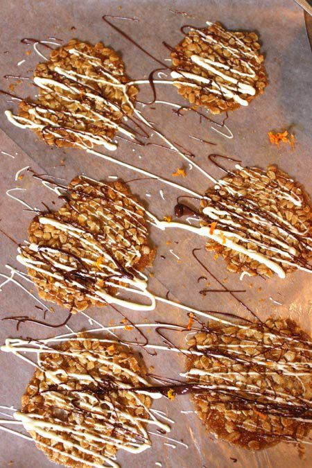 Chocolate Drizzled Orange Oatmeal Lace Cookies