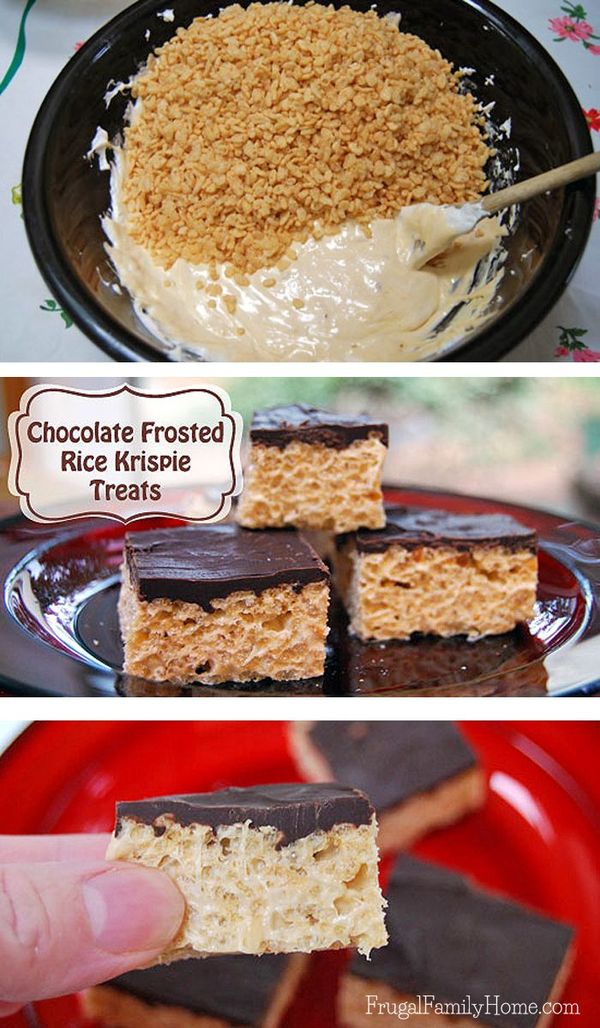 Chocolate Frosted Peanut Butter Rice Krispie Treats