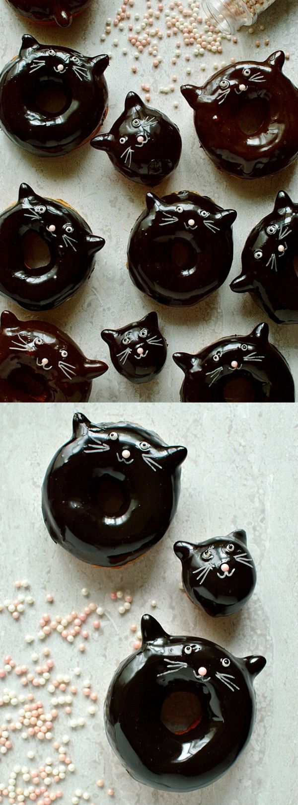 Chocolate Glazed Black Cat Doughnuts