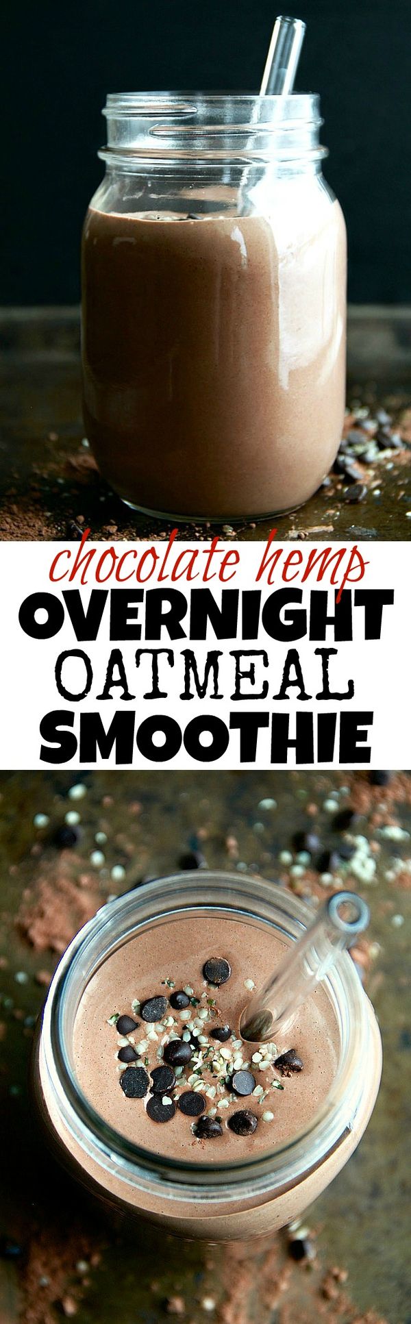 Chocolate Hemp Overnight Oatmeal Smoothie