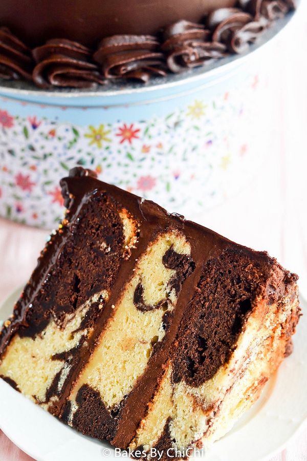 Chocolate Marble Fudge Cake