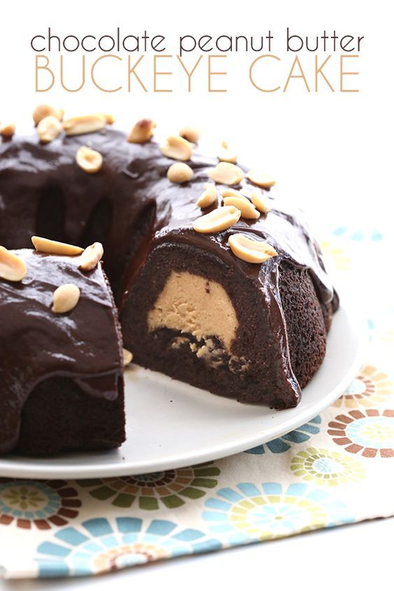 Chocolate Peanut Buckeye Bundt Cake