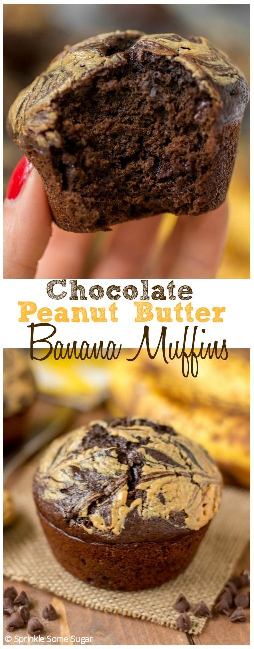 Chocolate Peanut Butter Banana Muffins