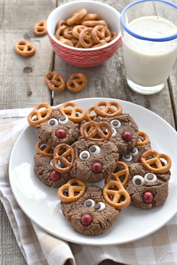 Chocolate Peanut Butter Reindeer Cookies