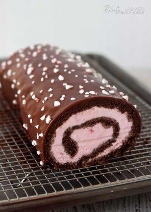 Chocolate Peppermint Ice Cream Cake Roll