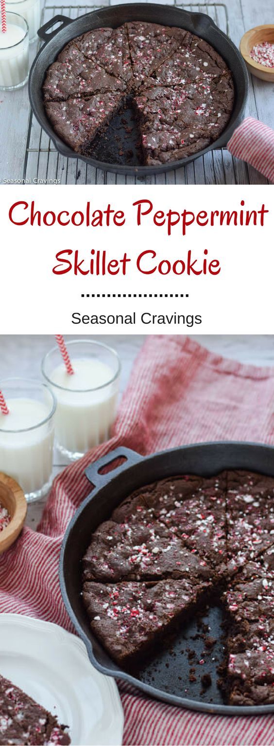 Chocolate Peppermint Skillet Cookie