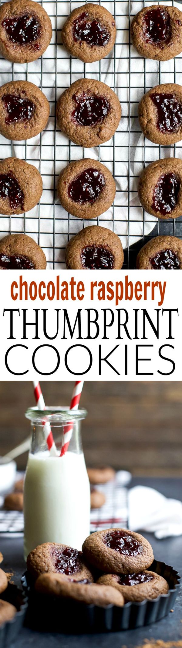 Chocolate Raspberry Thumbprint Cookies