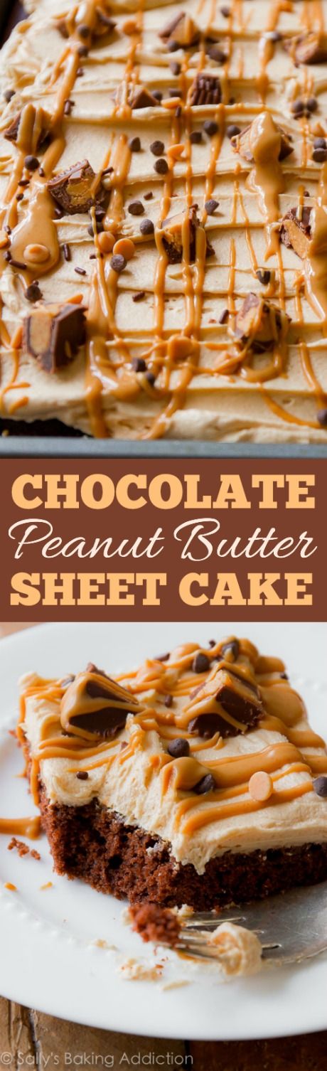 Chocolate Sheet Cake with Creamy Peanut Butter Frosting