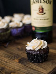 Chocolate Stout Cupcakes with Whiskey Buttercream and Salted Caramel