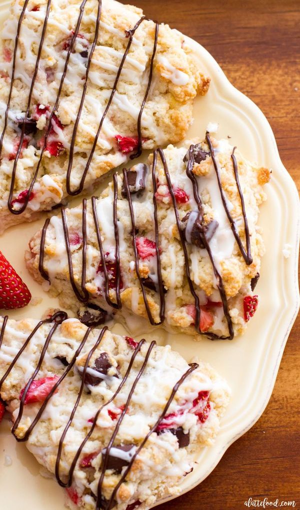 Chocolate Strawberry Scones with an Orange Glaze