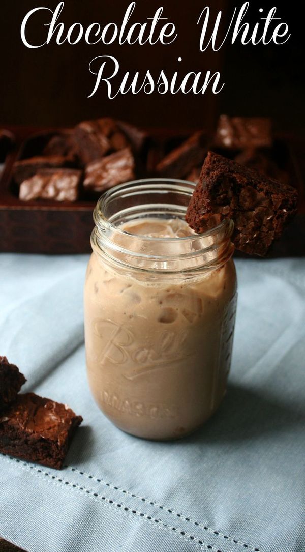 Chocolate White Russian with Brownie Garnish