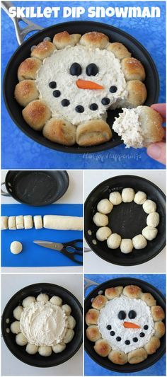 Christmas Appetizer - Skillet Dip Snowman