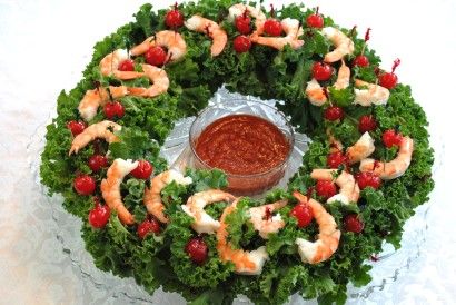 Christmas Shrimp Wreath with Homemade Cocktail Sauce