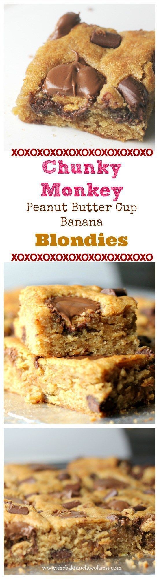 Chunky Monkey Peanut Butter Cup Banana Bars