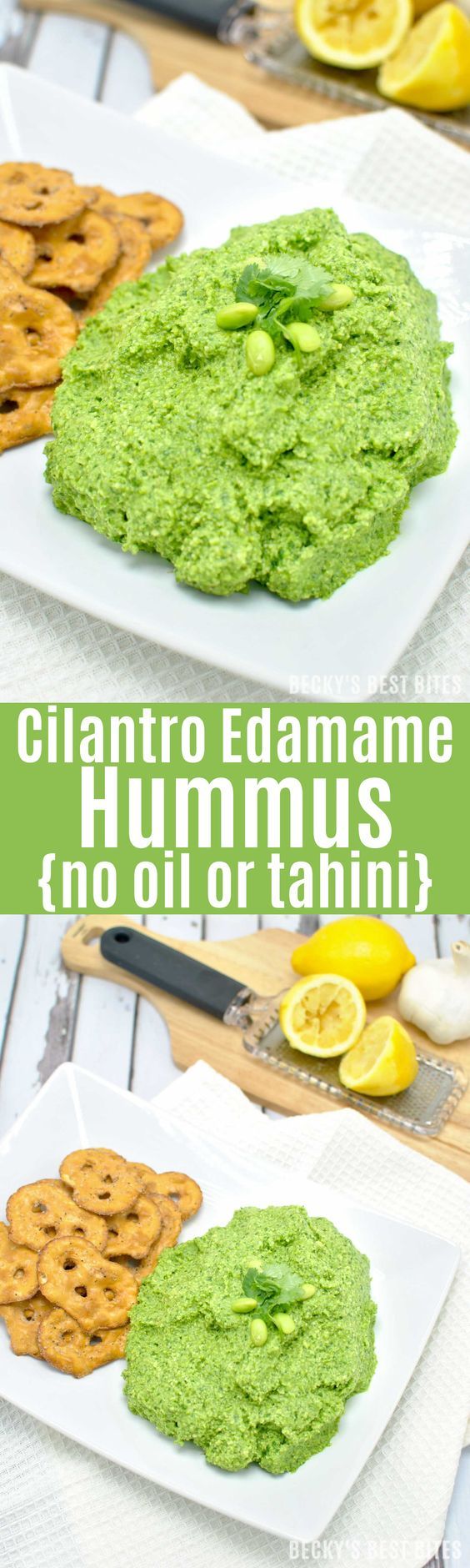 Cilantro Edamame Hummus (no oil or tahini