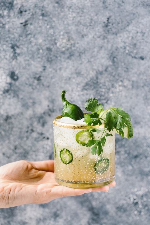 Cilantro-Infused Spicy Jalapeno Margaritas